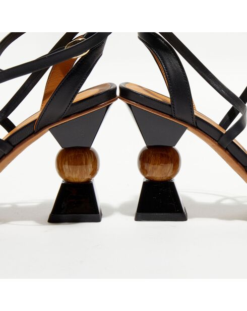Sandales en Cuir Nour noires - Talon 7,5 cm